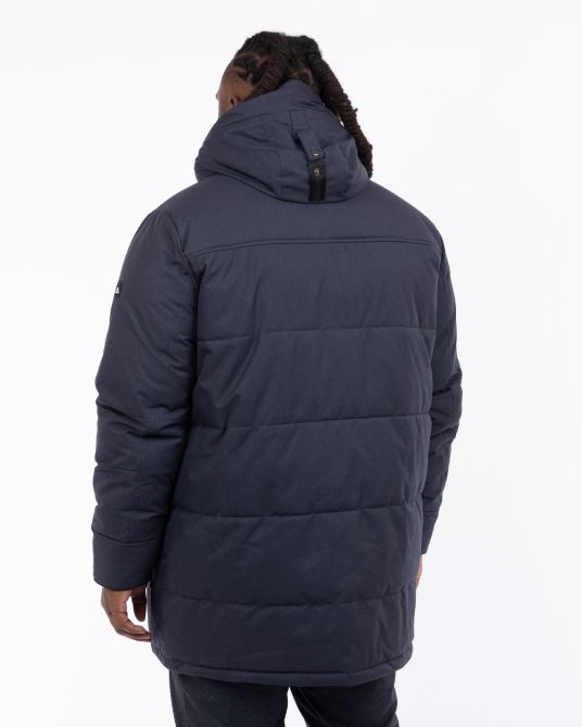 Parka longue à capuche amovible grande taille bleu marine