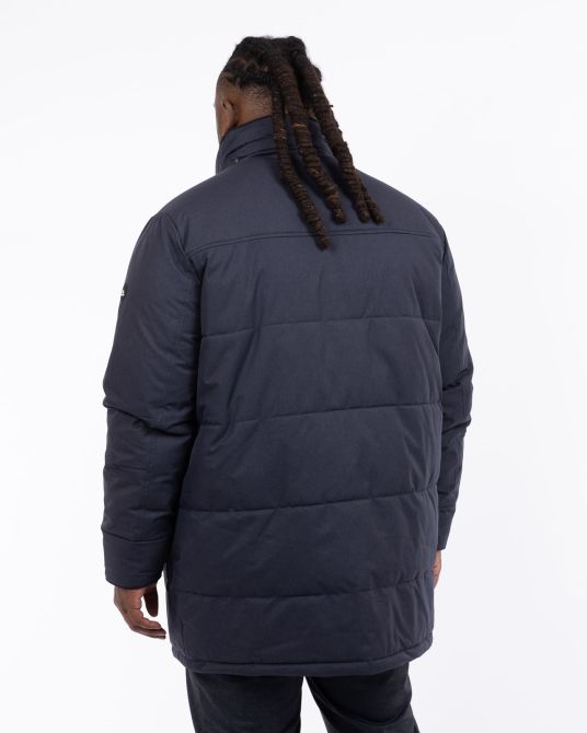 Parka longue à capuche amovible grande taille bleu marine