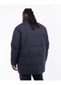 Parka longue à capuche amovible grande taille bleu marine