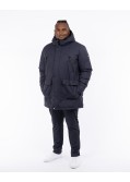 Parka longue à capuche amovible grande taille bleu marine