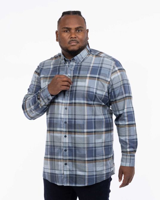 Chemise flanelle à carreaux grande taille bleu indigo