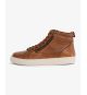 Sneakers en cuir montantes grande taille cognac