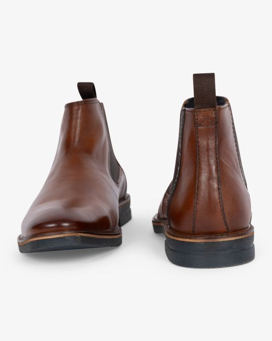 Bottines chelsea grande taille spéciales pieds larges cognac