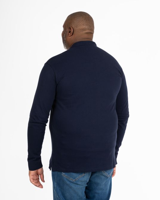 Polo manches longues piqué pour homme grand bleu marine