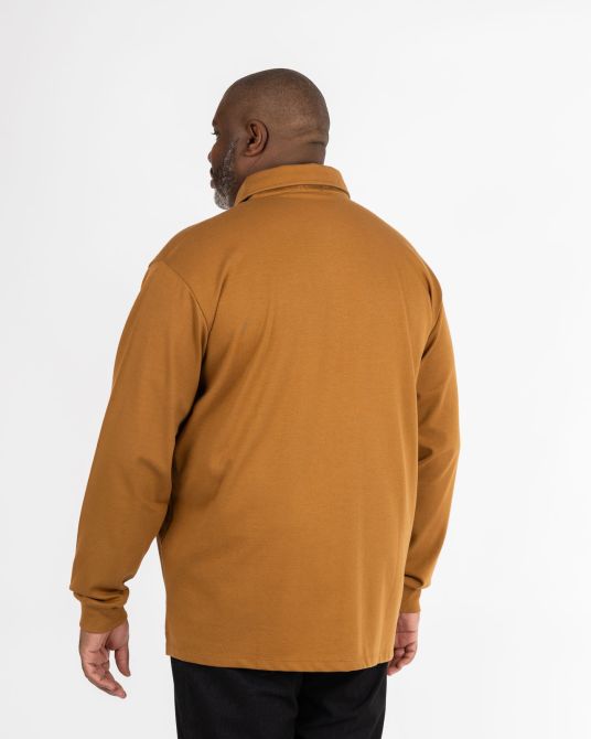 Polo manches longues grande taille camel