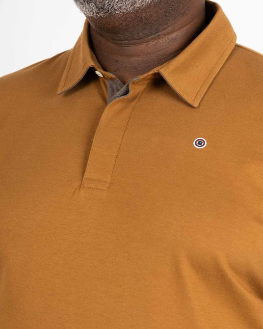 Polo manches longues grande taille camel