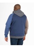 Sweat zippé à capuche grande taille bimatière bleu marine