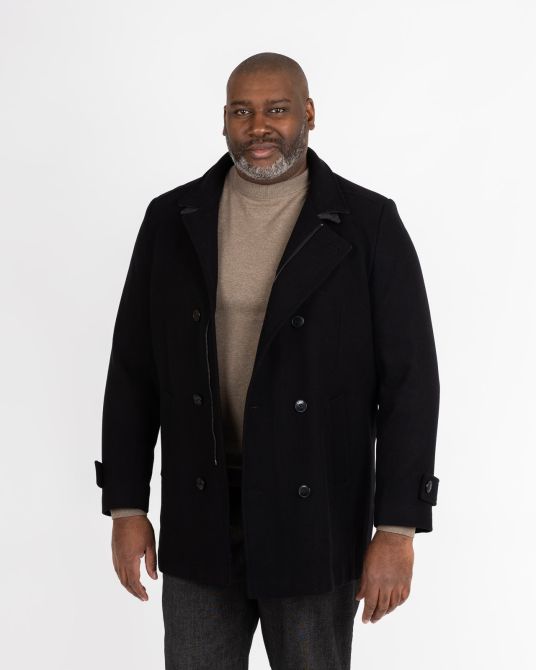 Manteau caban pour homme grand noir