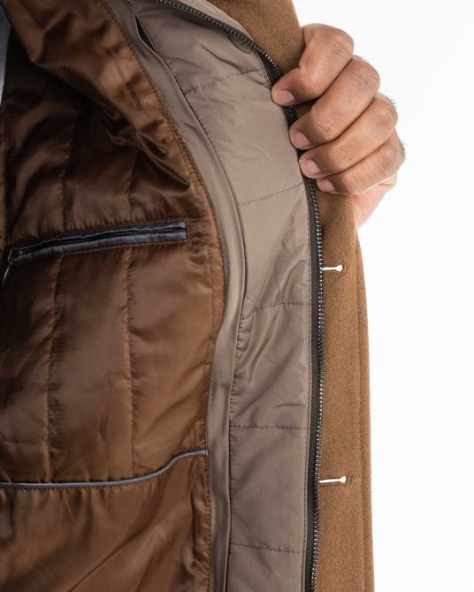 Manteau avec plastron amovible grande taille camel