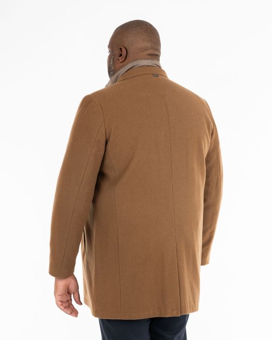 Manteau avec plastron amovible grande taille camel