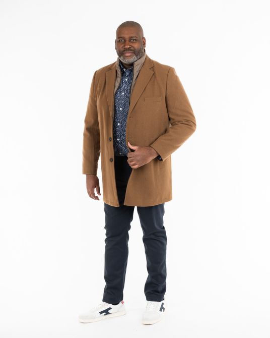 Manteau avec plastron amovible grande taille camel