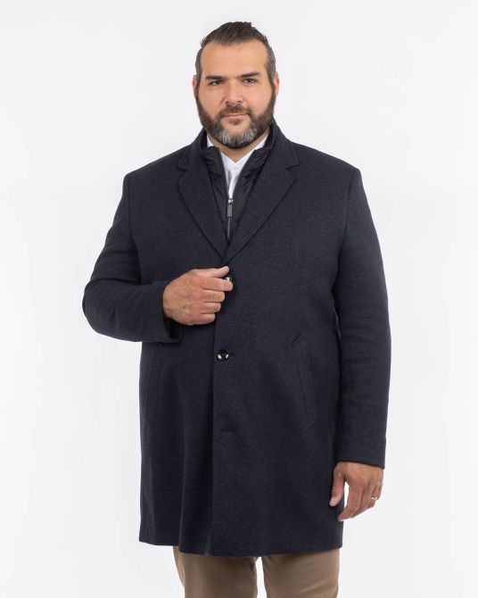 Manteau avec plastron grande taille bleu marine