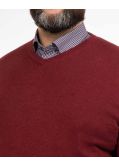 Pull col V en pima coton grande taille bordeaux