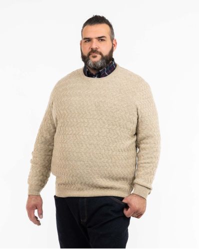 Pull jacquard grande taille beige