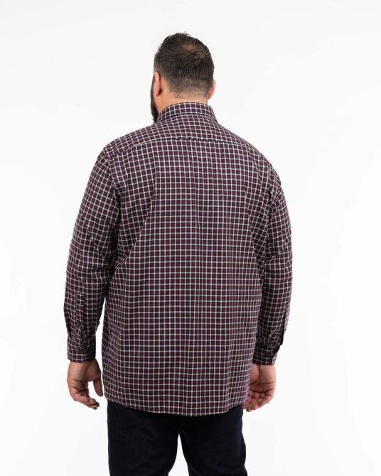 Chemise à petits carreaux grande taille bordeaux