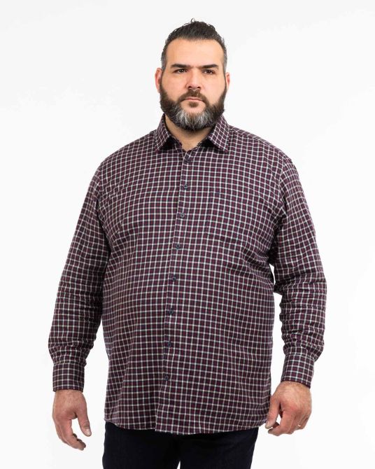 Chemise à petits carreaux grande taille bordeaux