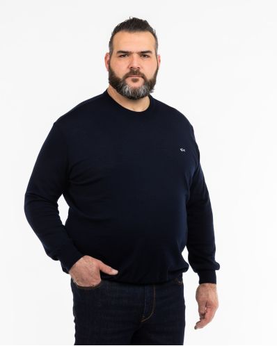 Pull mérinos grande taille bleu marine