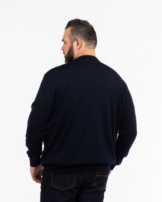 Pull mérinos grande taille bleu marine