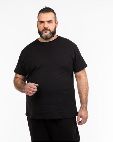 Tee shirt col rond grande taille noir en coton