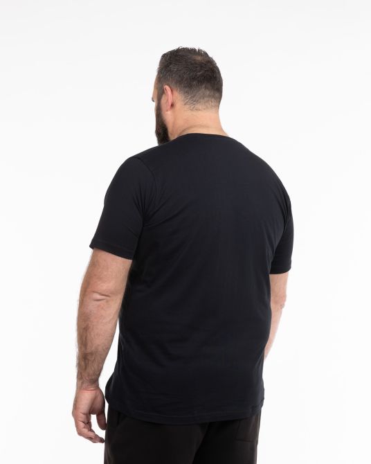 Lot 2 tee shirts grande taille Col rond Noir en coton uni