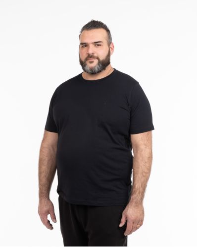 Lot 2 tee shirts grande taille Col rond Noir en coton uni