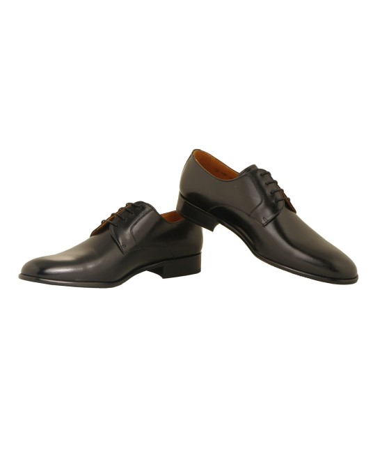 Chaussures derby noires Pieds Larges : grande taille jusqu'au 49