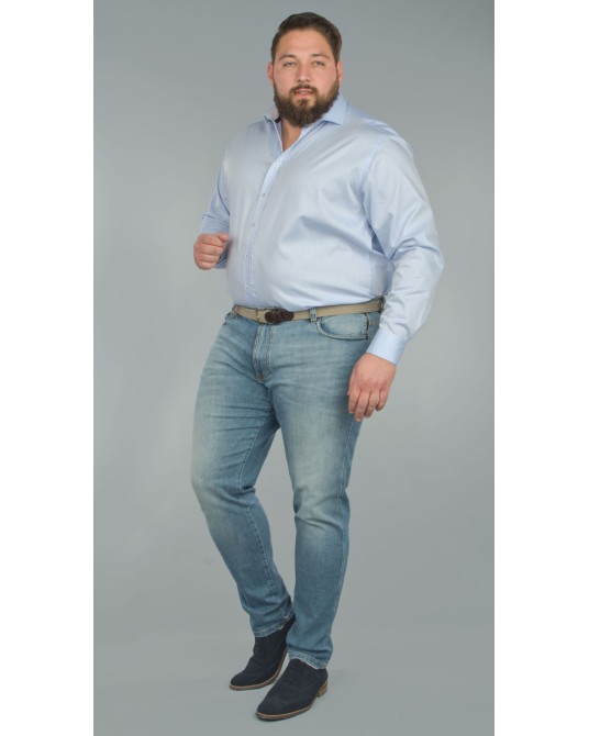 Chemise twill bleu: grande taille du 44 (XL) au 50 (4XL)