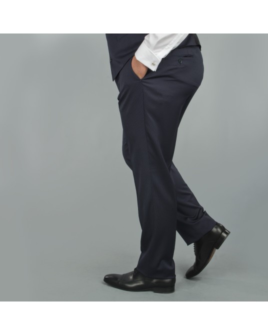 Pantalon de costume Maestro à rayures bleu : grande taille du 54 au 64