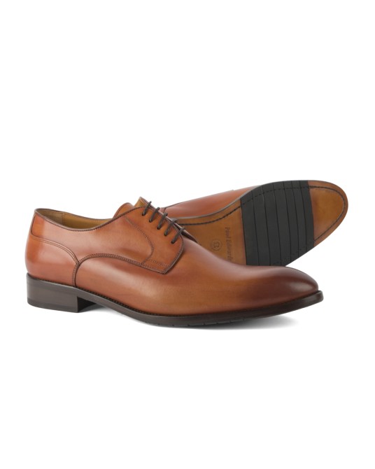 Chaussures derby patiné spécial pieds larges Paul Edwards bout rond grande taille cognac