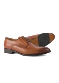 Chaussures derby patiné spécial pieds larges Paul Edwards bout rond grande taille cognac