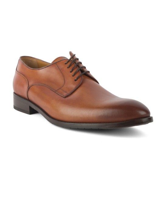 Chaussures derby patiné spécial pieds larges Paul Edwards bout rond grande taille cognac