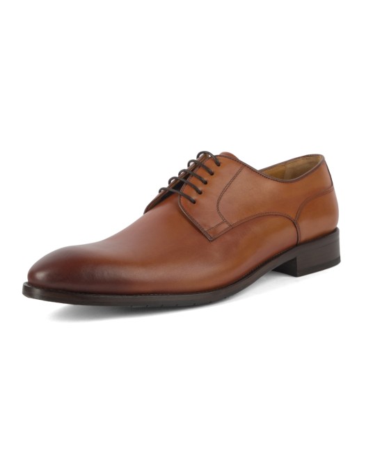 Chaussures derby patiné spécial pieds larges Paul Edwards bout rond grande taille cognac