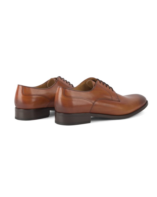 Chaussures derby patiné spécial pieds larges Paul Edwards bout rond grande taille cognac