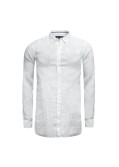 Chemise cintrée en lin 1214 manches extra-longues 72 cm blanche