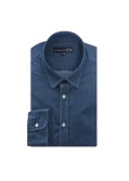 Chemise cintrée chambray 1214 manches extra-longues 72 cm bleu indigo