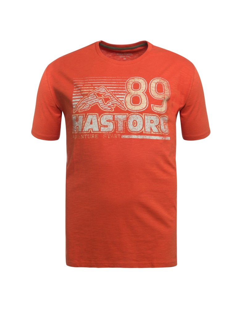 Hastorg Tee shirt flamm imprim grande taille orange rouille