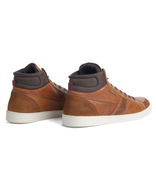 Sneakers en cuir Redskins Sabal montantes grande taille cognac