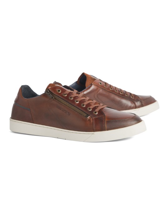 Sneakers en cuir Redskins Ficusi avec zip grande taille marron