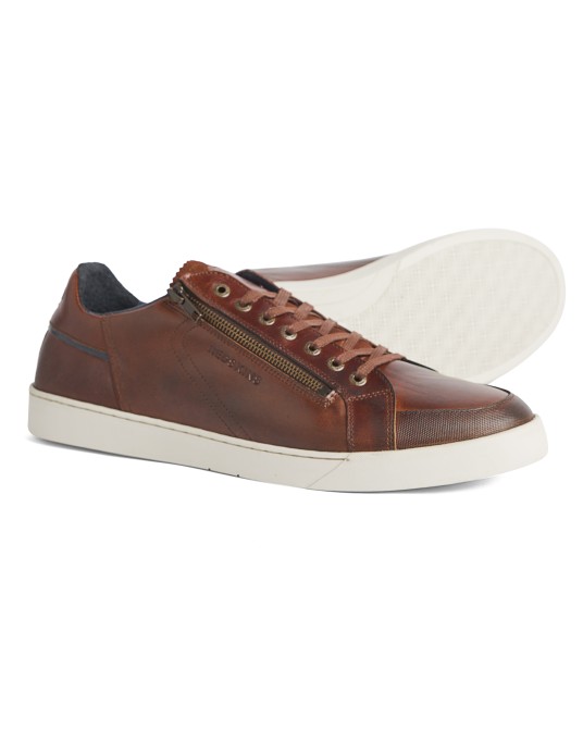 Sneakers en cuir Redskins Ficusi avec zip grande taille marron