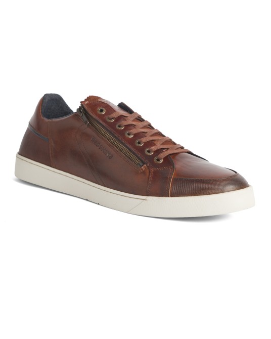 Sneakers en cuir Redskins Ficusi avec zip grande taille marron