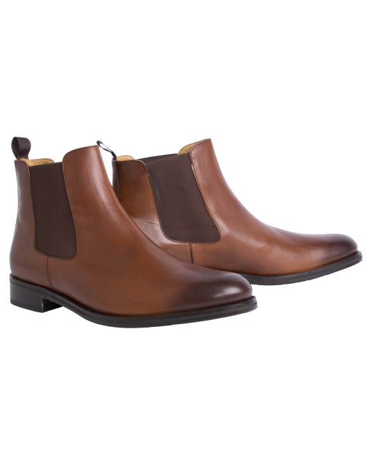 Bottines chelsea Paul Edwards patinée grande taille marron