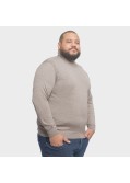 Pull col roulé Mode Monte Carlo avec laine grande taille beige