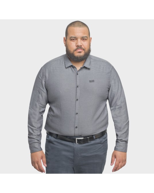 Chemise Hugo Boss grande taille dobby micro motif gris anthracite