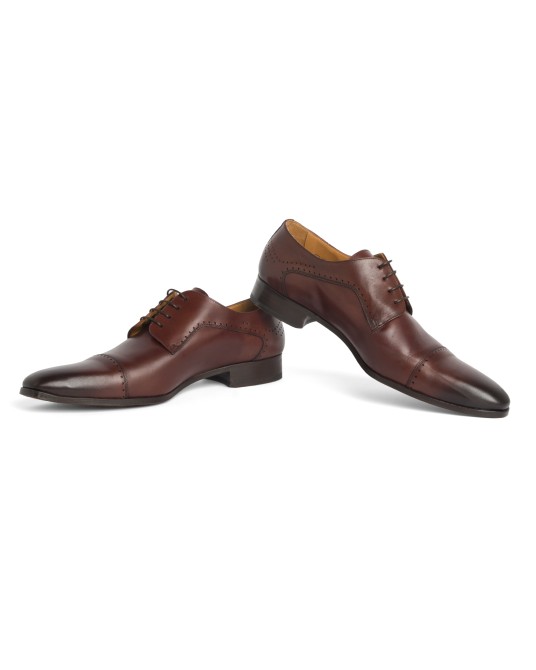 Chaussures derby Paul Edwards patinée grande taille marron