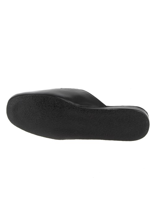 Chaussons mule en cuir Heller grande taille noir spéciales pieds larges