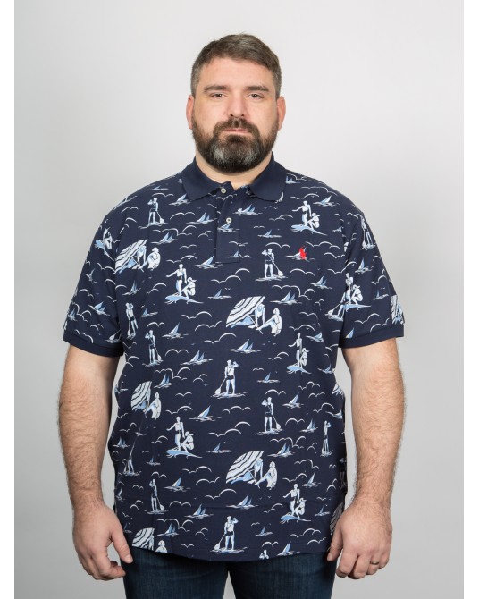 Polo piqué Ralph Lauren grande taille fantaisie bleu marine