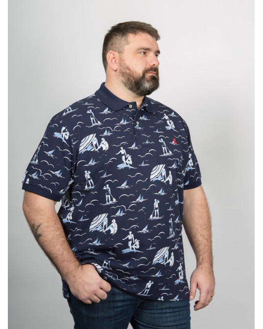 Polo piqué Ralph Lauren grande taille fantaisie bleu marine