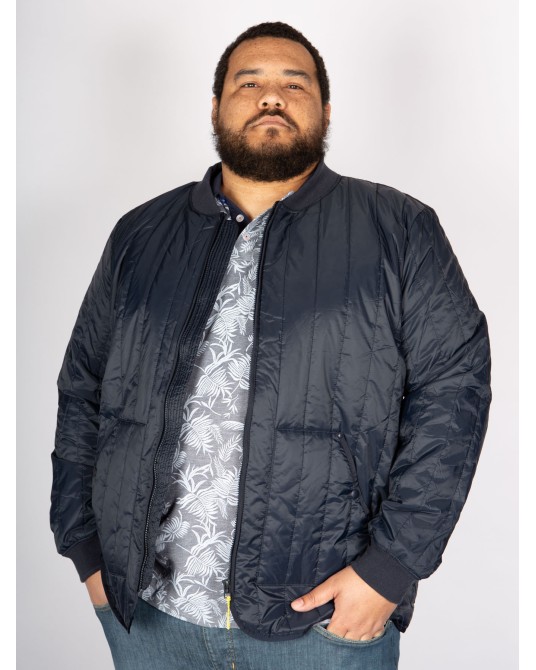 Blouson matelassé MN03 col teddy grande taille bleu marine