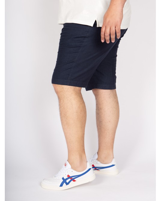 Short chino Bugatti grande taille en coton et lin bleu marine