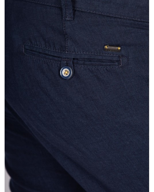 Short chino Bugatti grande taille en coton et lin bleu marine